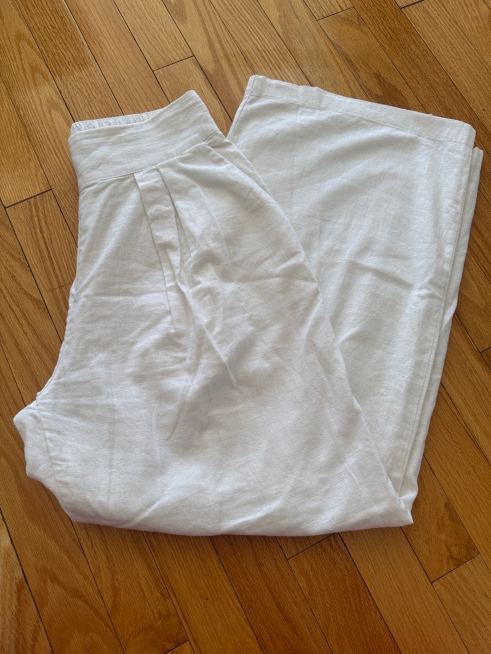 ABERCROMBIE & FITCH White Linen Blend Ultra Wide Leg Trousers Pants - Size XS - Picture 9 of 12